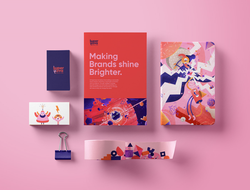 Supernova高端精品設(shè)計工作室品牌形象設(shè)計與炫酷卡通風(fēng)格插畫設(shè)計