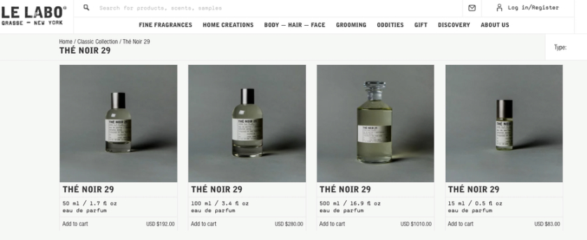 不同尺寸的香水瓶設(shè)計