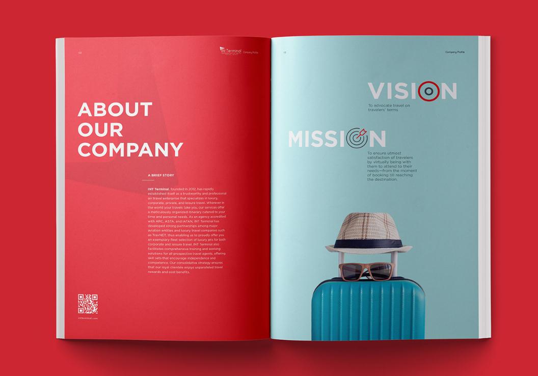 Terminal定制旅游公司宣傳畫冊設(shè)計(jì)“紅藍(lán)配色”，全方位的服務(wù)