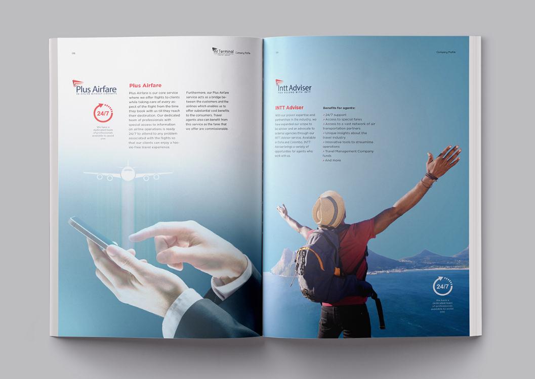 Terminal定制旅游公司宣傳畫冊設(shè)計(jì)“紅藍(lán)配色”，全方位的服務(wù)