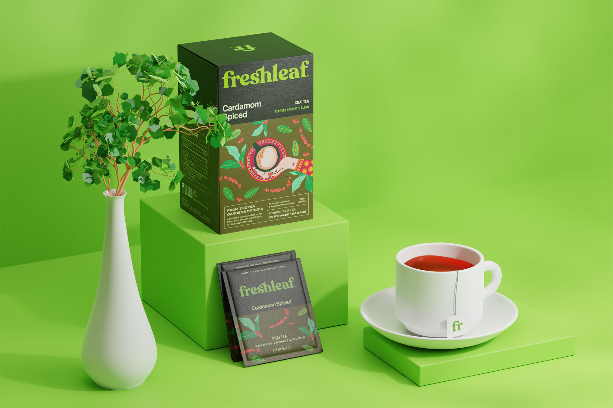 Freshleaf袋泡茶葉包裝設(shè)計(jì),現(xiàn)代時(shí)尚矢量插畫(huà)風(fēng)格 Freshleaf袋泡茶葉包裝設(shè)計(jì),現(xiàn)代時(shí)尚矢量插畫(huà)風(fēng)格