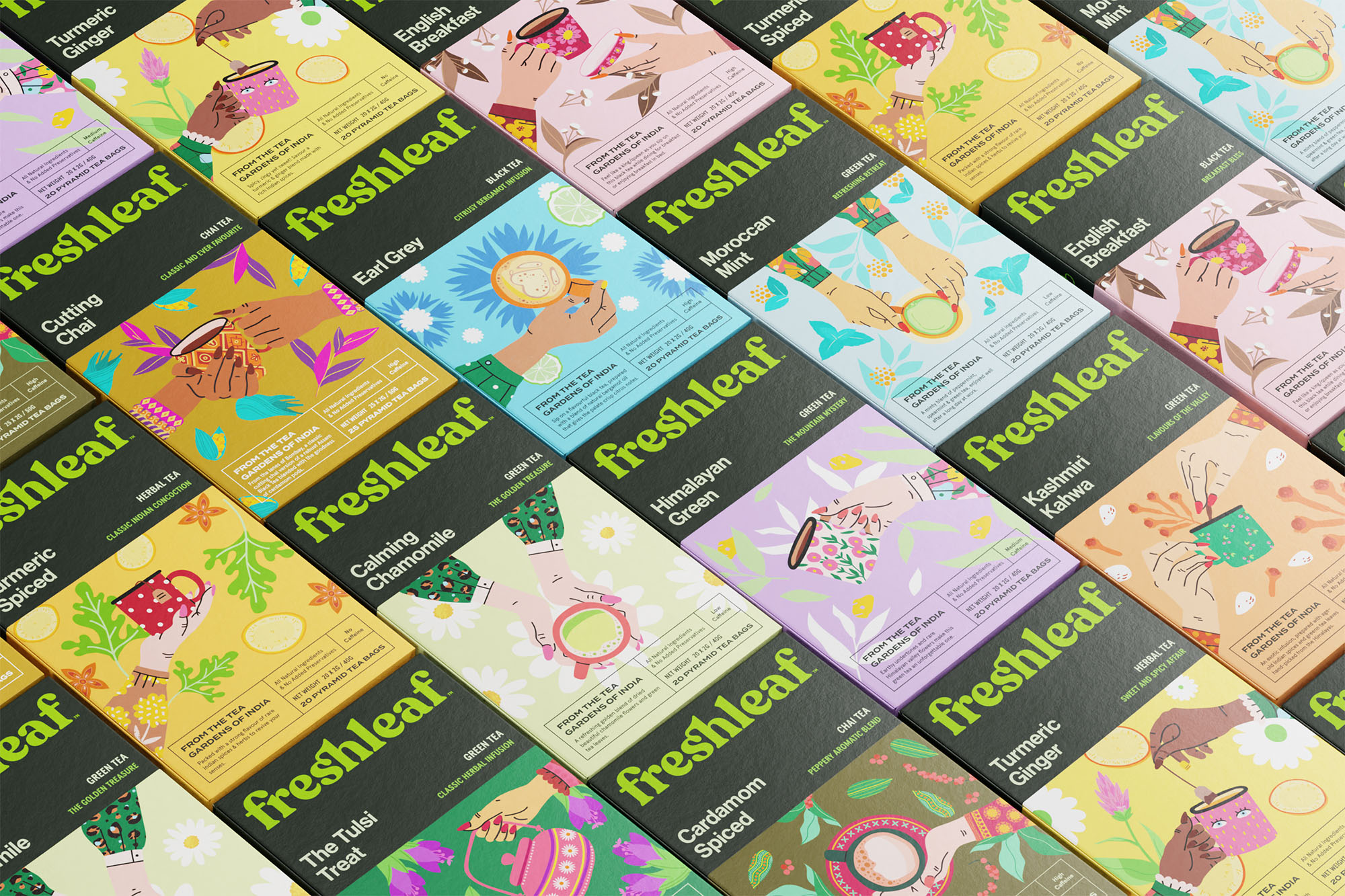 Freshleaf袋泡茶葉包裝設(shè)計(jì),現(xiàn)代時(shí)尚扁平矢量插畫(huà)風(fēng)格 Freshleaf袋泡茶葉包裝設(shè)計(jì),現(xiàn)代時(shí)尚扁平矢量插畫(huà)風(fēng)格