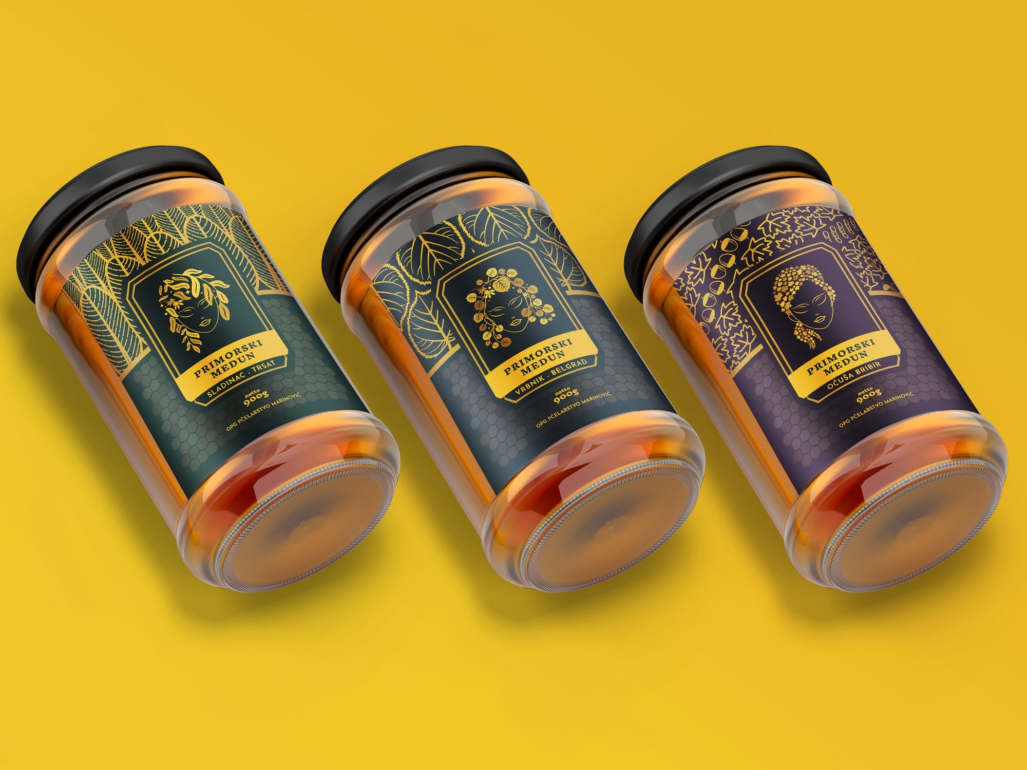 PRIMORSKI 灌裝蜂蜜標(biāo)簽包裝設(shè)計(jì)“人物”頭像插畫