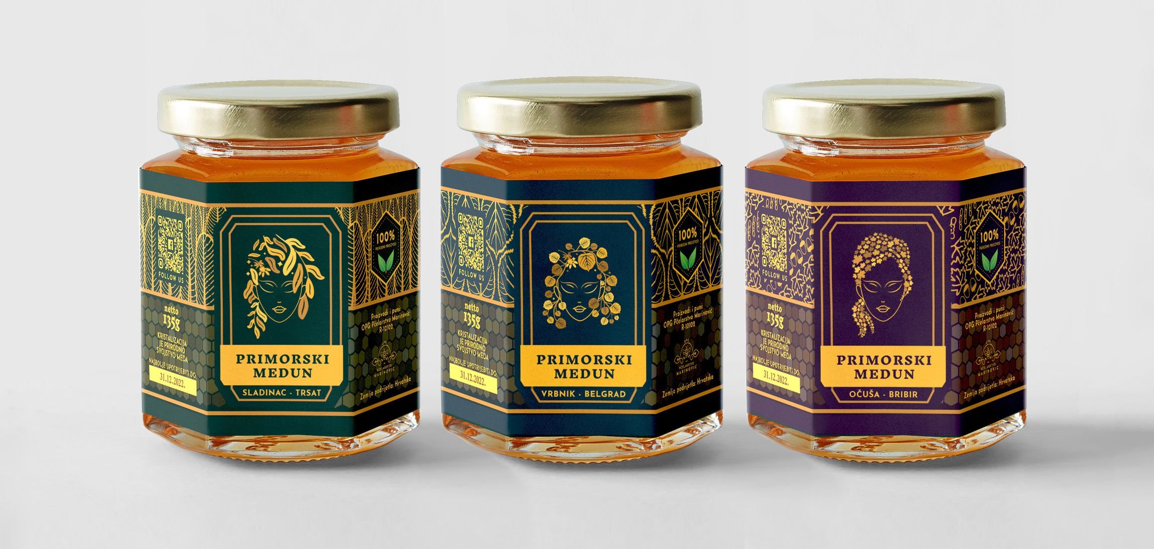 PRIMORSKI 灌裝蜂蜜標簽包裝設(shè)計“人物”頭像插畫