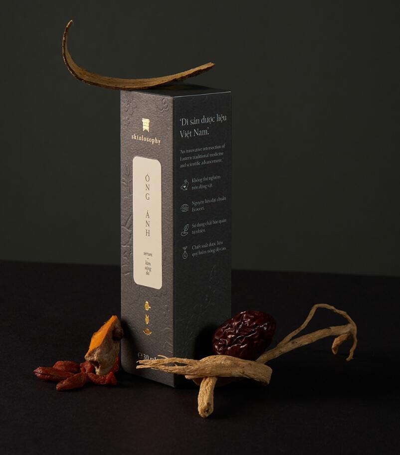 Skinlosophy 東方中藥草本化妝品包裝設計“金箔沖壓工藝”