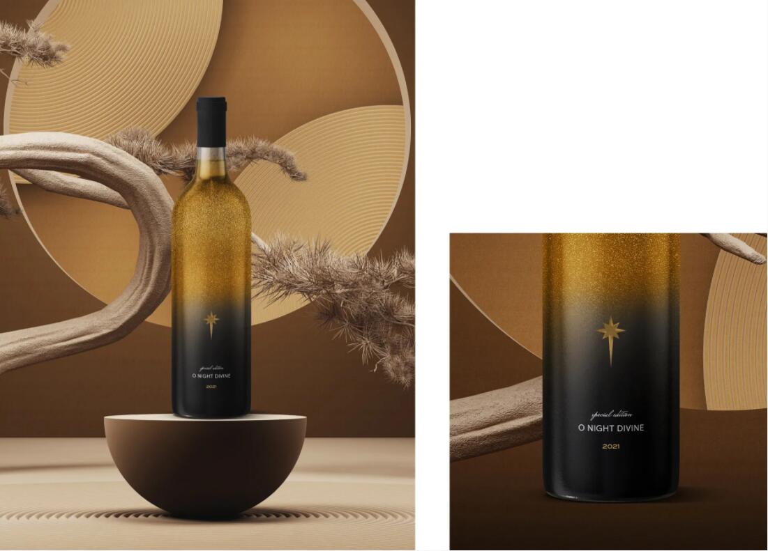 Nero Atelier葡萄酒包裝設(shè)計，優(yōu)雅與奢華的天使與星星圖案