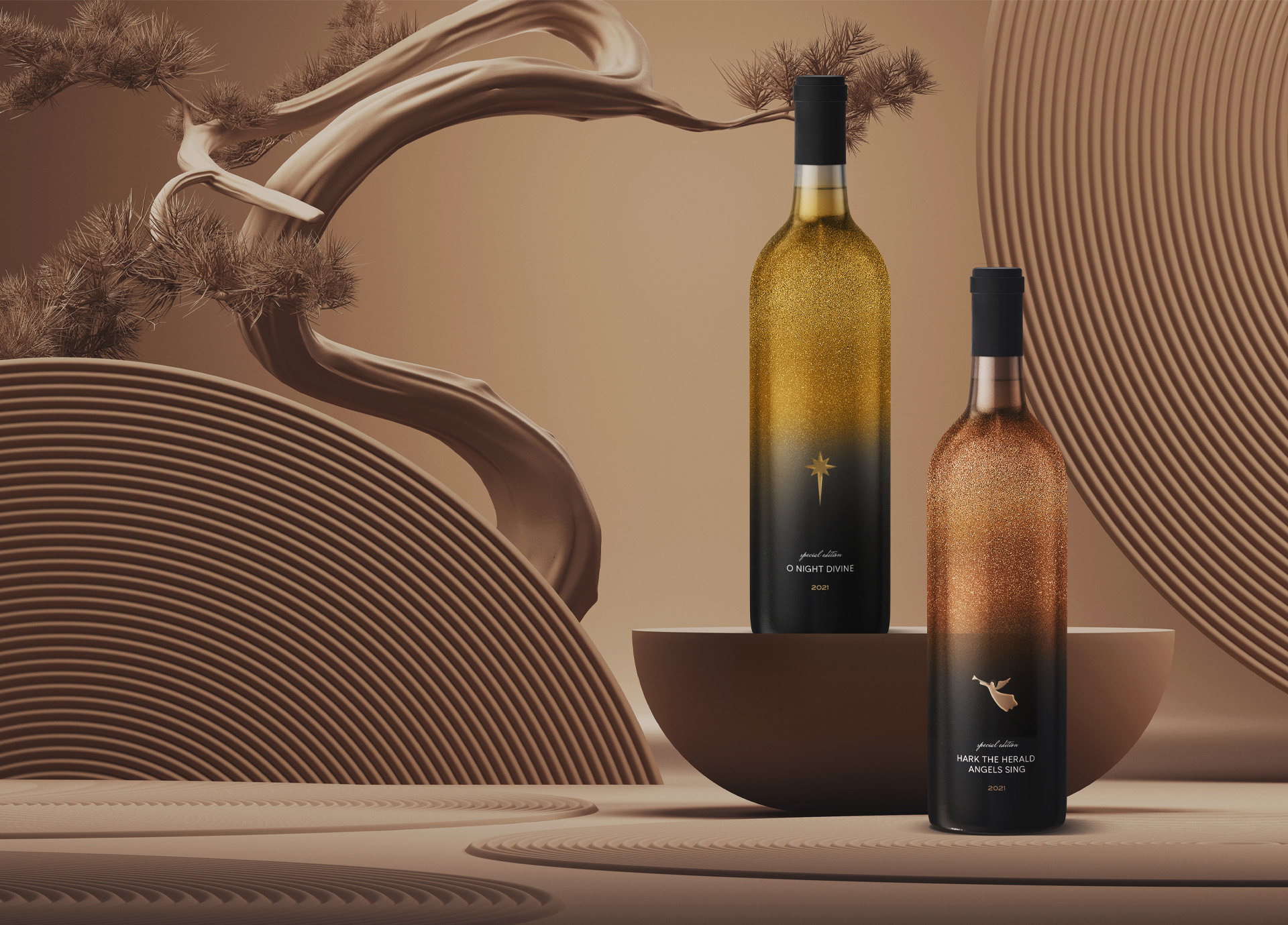 Nero Atelier葡萄酒包裝設(shè)計，優(yōu)雅與奢華的天使與星星圖案