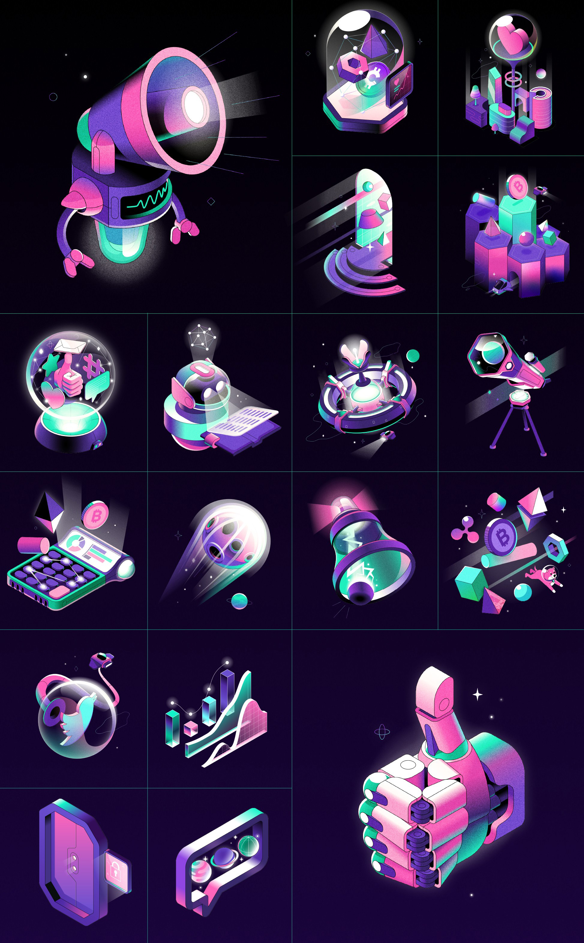 LunarCrush比特幣數(shù)字貨幣數(shù)據(jù)分析平臺新標志vi設計，強烈iT科技風格