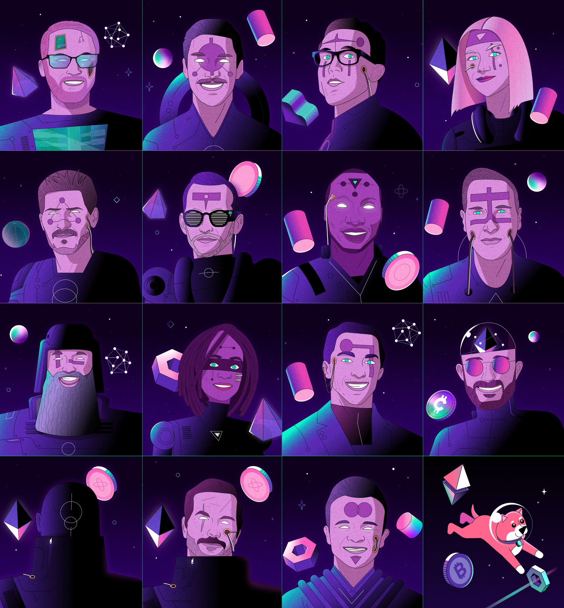 LunarCrush比特幣數(shù)字貨幣數(shù)據(jù)分析平臺新標志vi設計，強烈iT科技風格