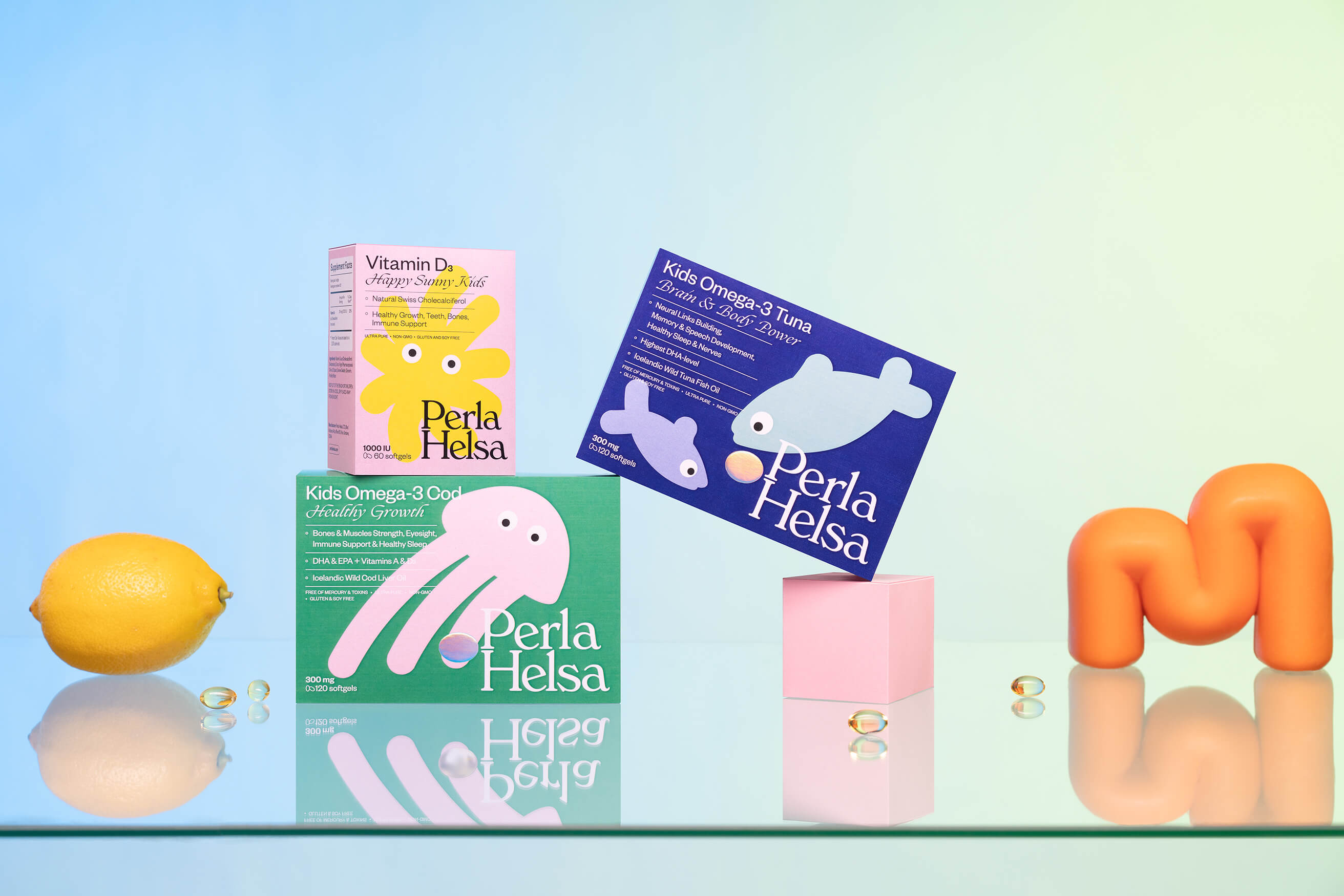 Perla Hesla膳食營養(yǎng)補(bǔ)充劑保健品包裝設(shè)計(jì)，貝殼珍珠元素+優(yōu)雅漸變設(shè)計(jì)