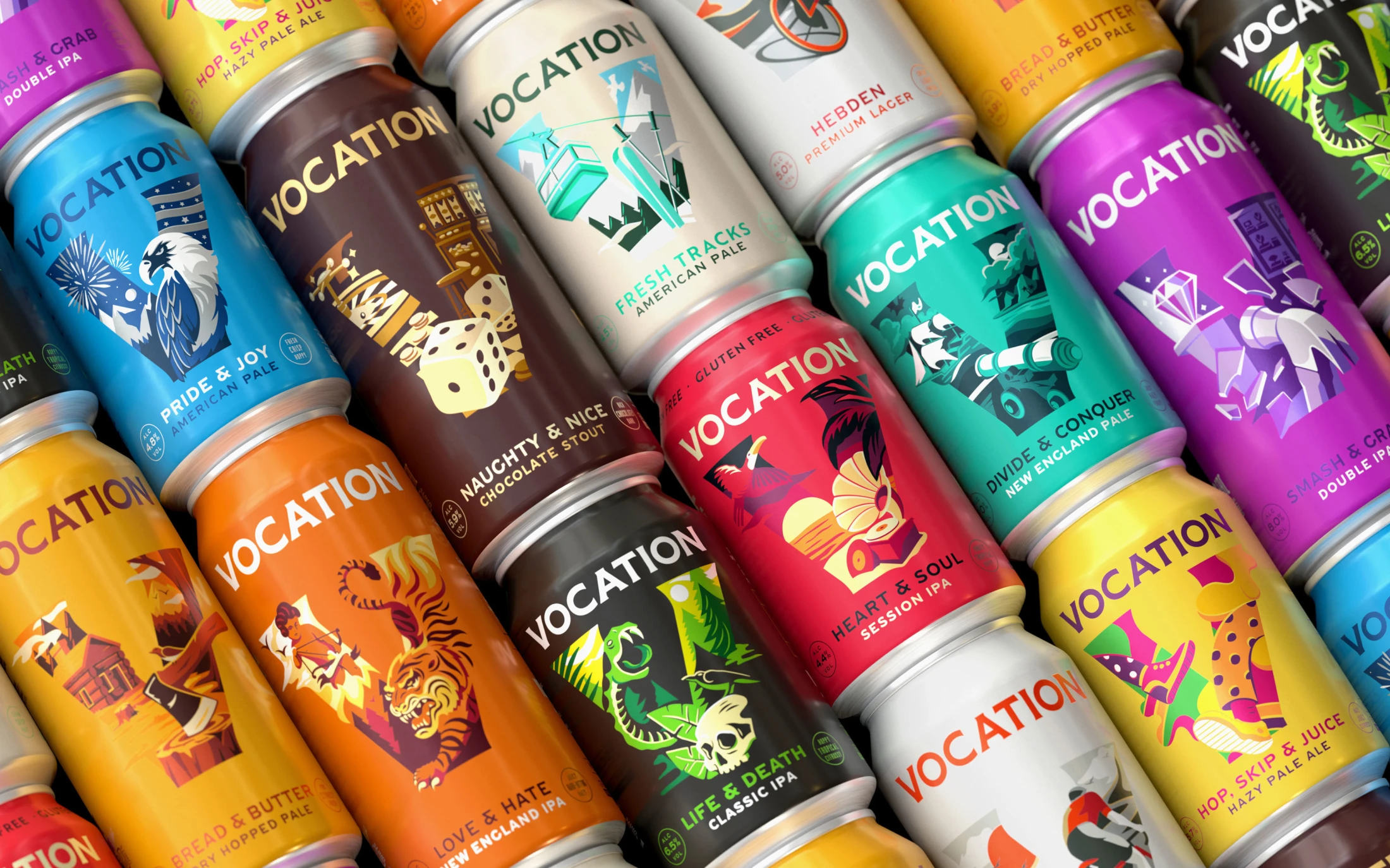 Vocation 手工啤酒包裝設(shè)計(jì)，V字母插畫品牌識別手法