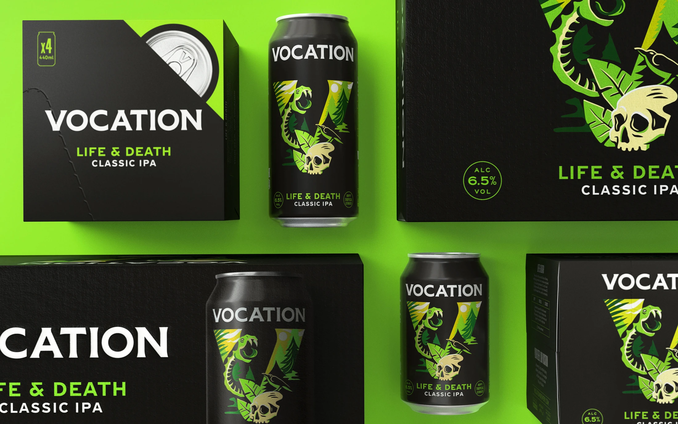 Vocation 手工啤酒包裝設(shè)計(jì)，V字母插畫品牌識別手法