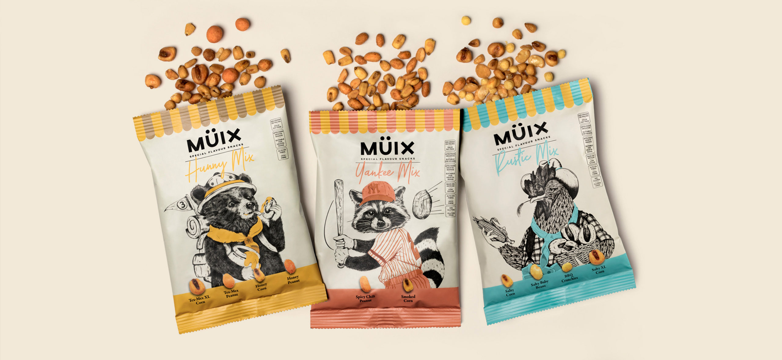 Müix混合口味堅果食品包裝設(shè)計“動物擬人”插畫 Müix混合口味堅果食品包裝設(shè)計“動物擬人”插畫
