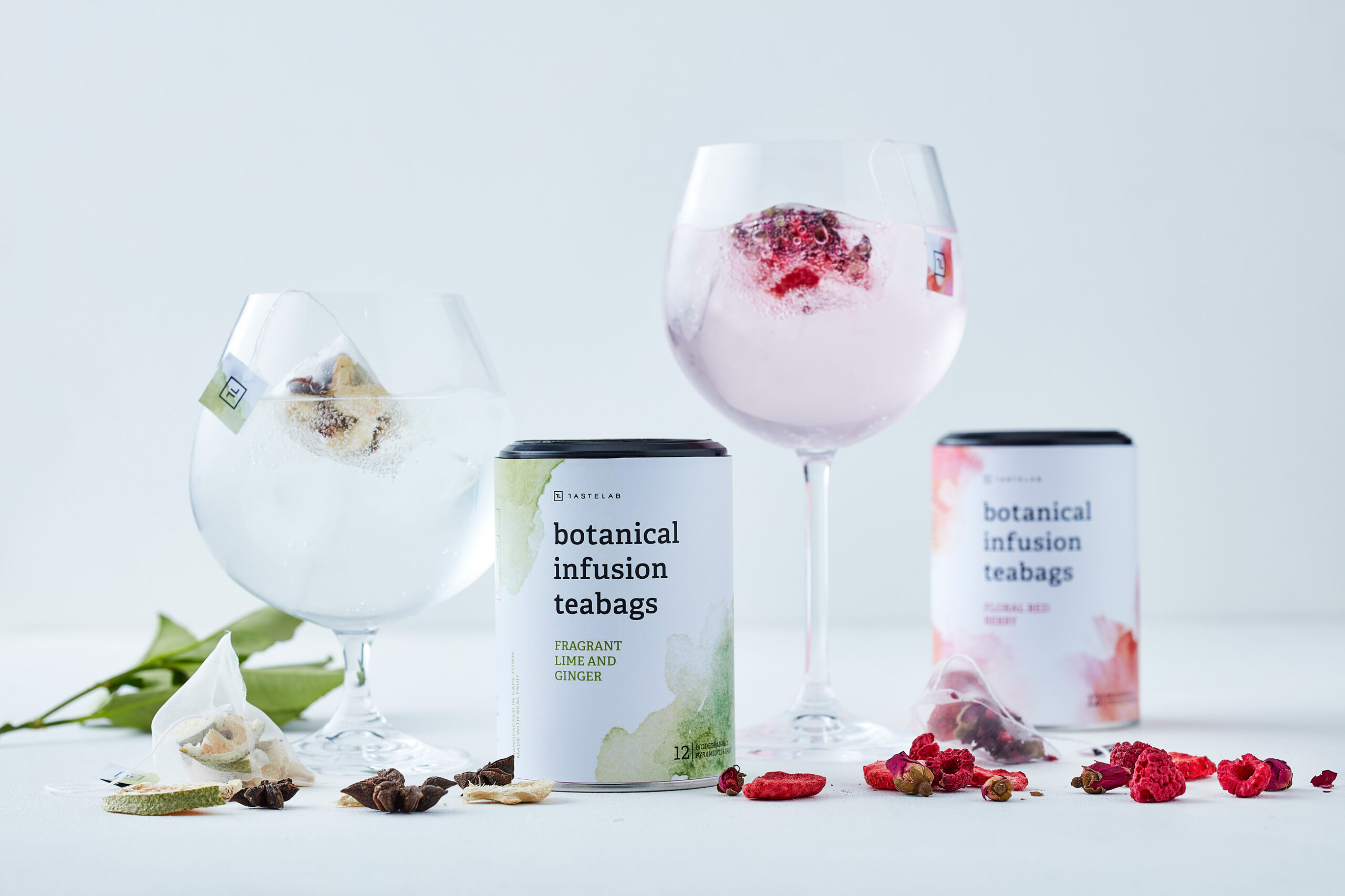 Botanical泡茶袋果茶花茶包裝設(shè)計(jì)“漸變水墨水彩”插畫(huà)