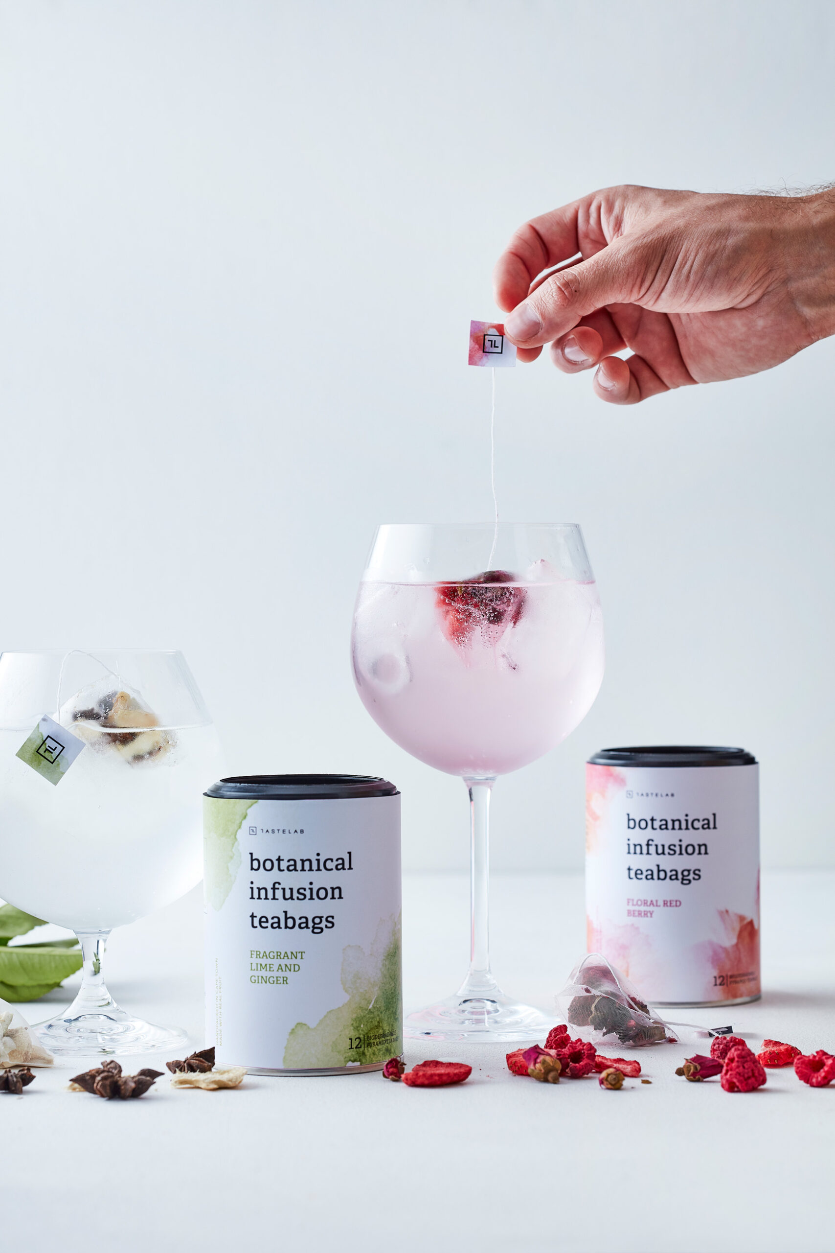 Botanical泡茶袋果茶花茶包裝設(shè)計(jì)“漸變水墨水彩”插畫(huà)