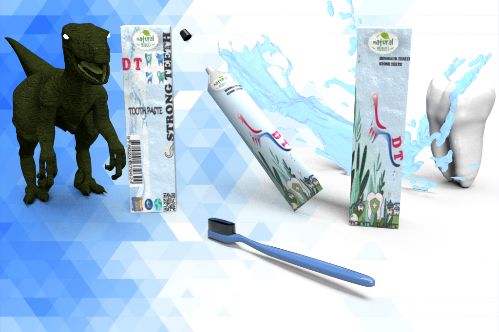 Nafural天然牙膏包裝設計手繪植物插畫風格