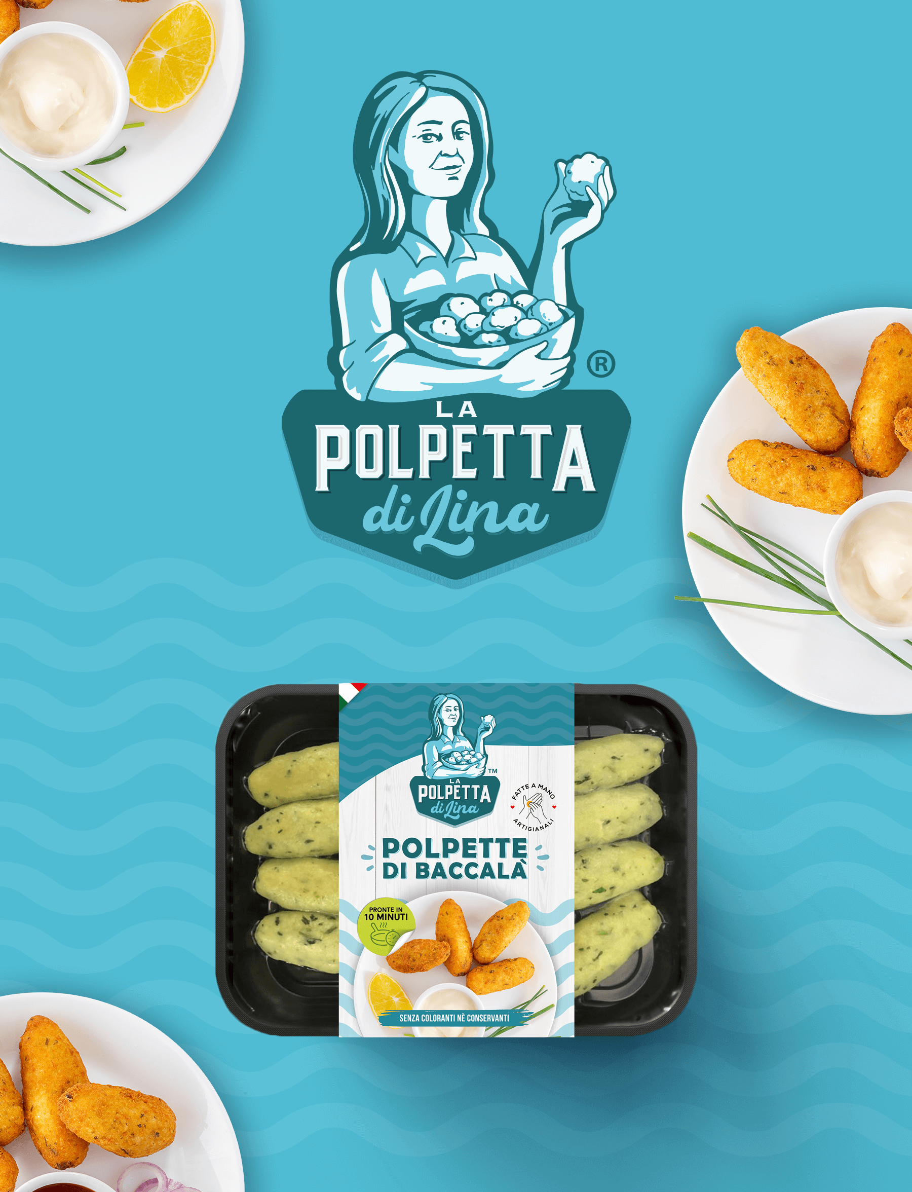 意大利莉娜魚丸包裝設(shè)計,藝術(shù)人物;logo+明亮配色 意大利莉娜魚丸包裝設(shè)計,藝術(shù)人物;logo+明亮配色