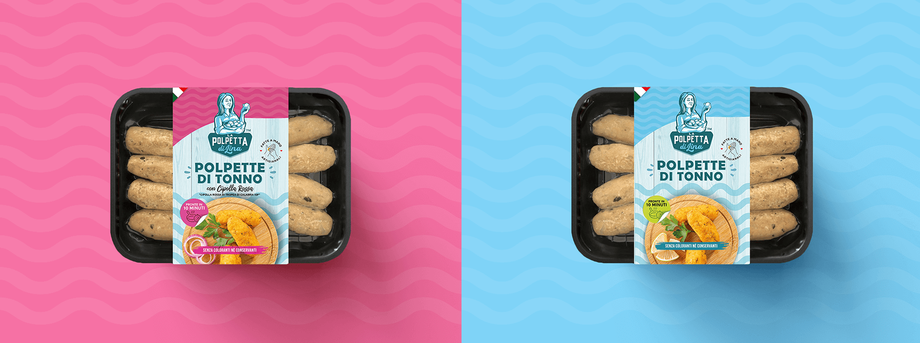 意大利莉娜魚丸包裝設(shè)計,藝術(shù)人物;logo+明亮配色 意大利莉娜魚丸包裝設(shè)計,藝術(shù)人物;logo+明亮配色