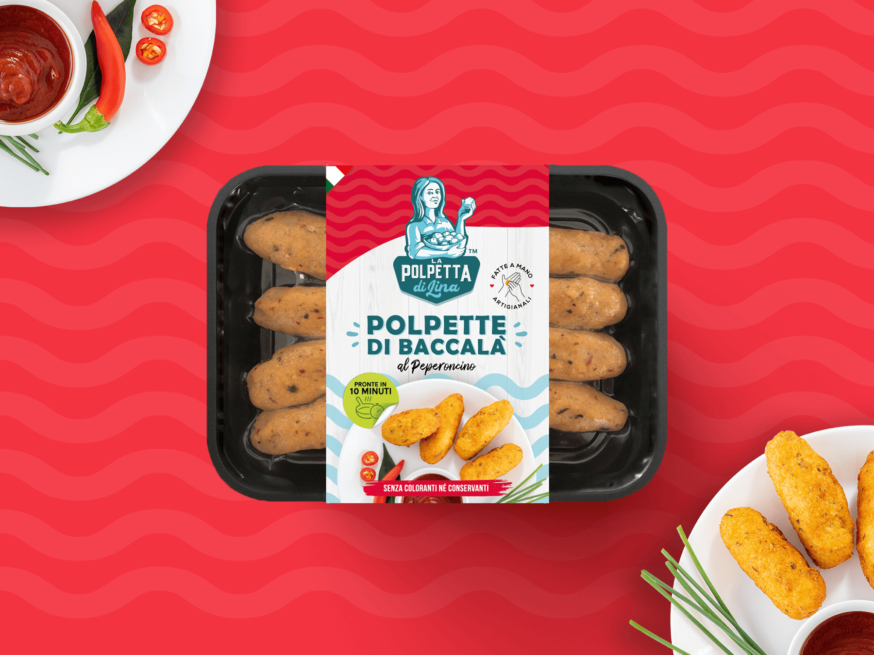 意大利莉娜魚丸包裝設(shè)計,藝術(shù)人物;logo+明亮配色 意大利莉娜魚丸包裝設(shè)計,藝術(shù)人物;logo+明亮配色