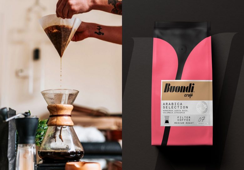 Buondi 咖啡標(biāo)簽貼紙包裝設(shè)計(jì)與字母中間切開(kāi)標(biāo)志設(shè)計(jì) Buondi 咖啡標(biāo)簽貼紙包裝設(shè)計(jì)與字母中間切開(kāi)標(biāo)志設(shè)計(jì)