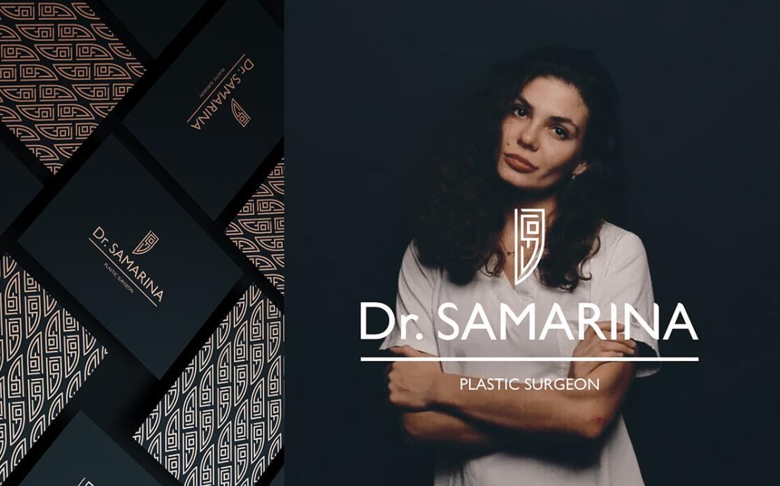 Dr.samarina 美容整形診所醫(yī)院logo設(shè)計(jì)，“字母DSO+手術(shù)刀”圖形創(chuàng)意