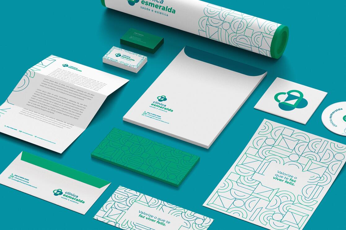 Esmeralda 保健診所醫(yī)院logo設計vi設計，醫(yī)療十字、膠囊與愛心元素