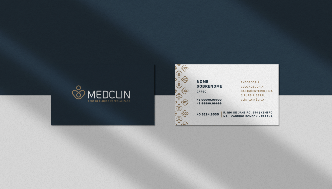 Medclin 高端醫(yī)療體檢醫(yī)院logo設(shè)計(jì)vi設(shè)計(jì)，藍(lán)金尊貴體驗(yàn)氛圍