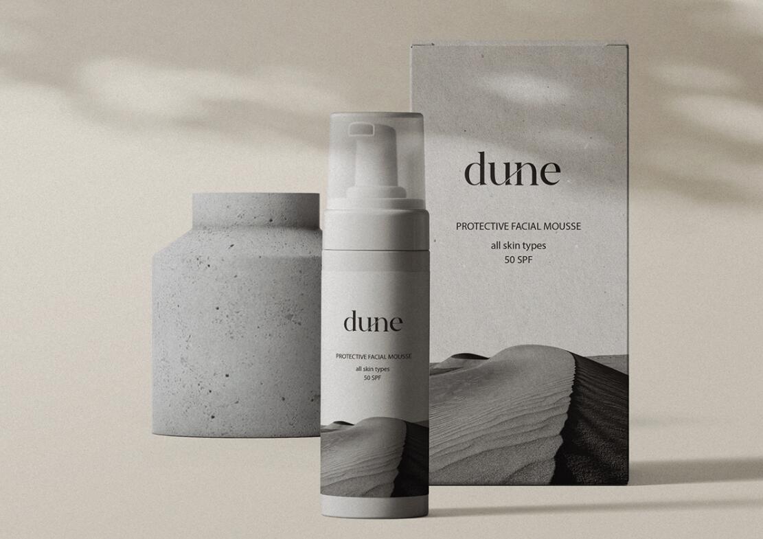 DUNE 防曬霜護膚品化妝品包裝設(shè)計“沙漠黑白照片”