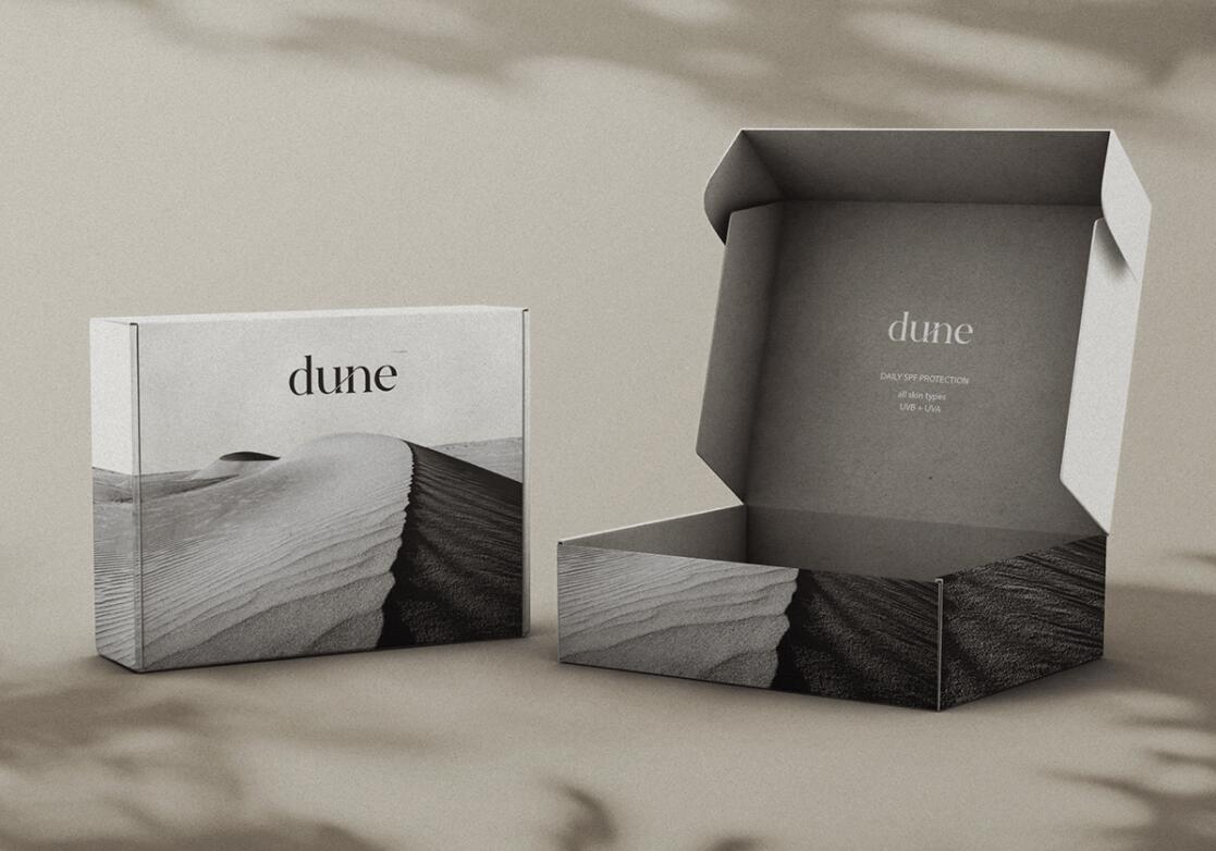 DUNE 防曬霜護膚品化妝品包裝設(shè)計“沙漠黑白照片”