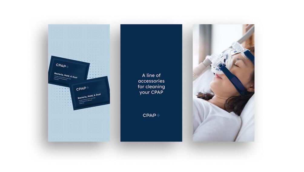 CPAP+睡眠呼吸暫停通氣治療醫(yī)療設備品牌logo設計視覺形象vi設計“圓點氣流”圖案