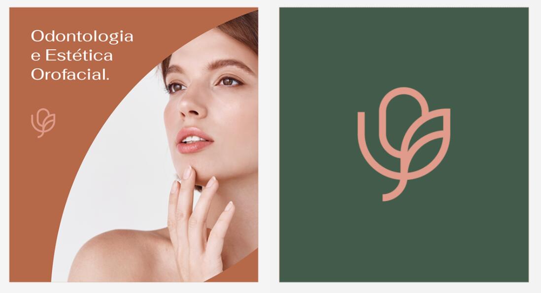 Oroface牙科牙齒矯正與口腔美容診所logo設(shè)計(jì)vi設(shè)計(jì)，花朵字母logo+粉綠配色