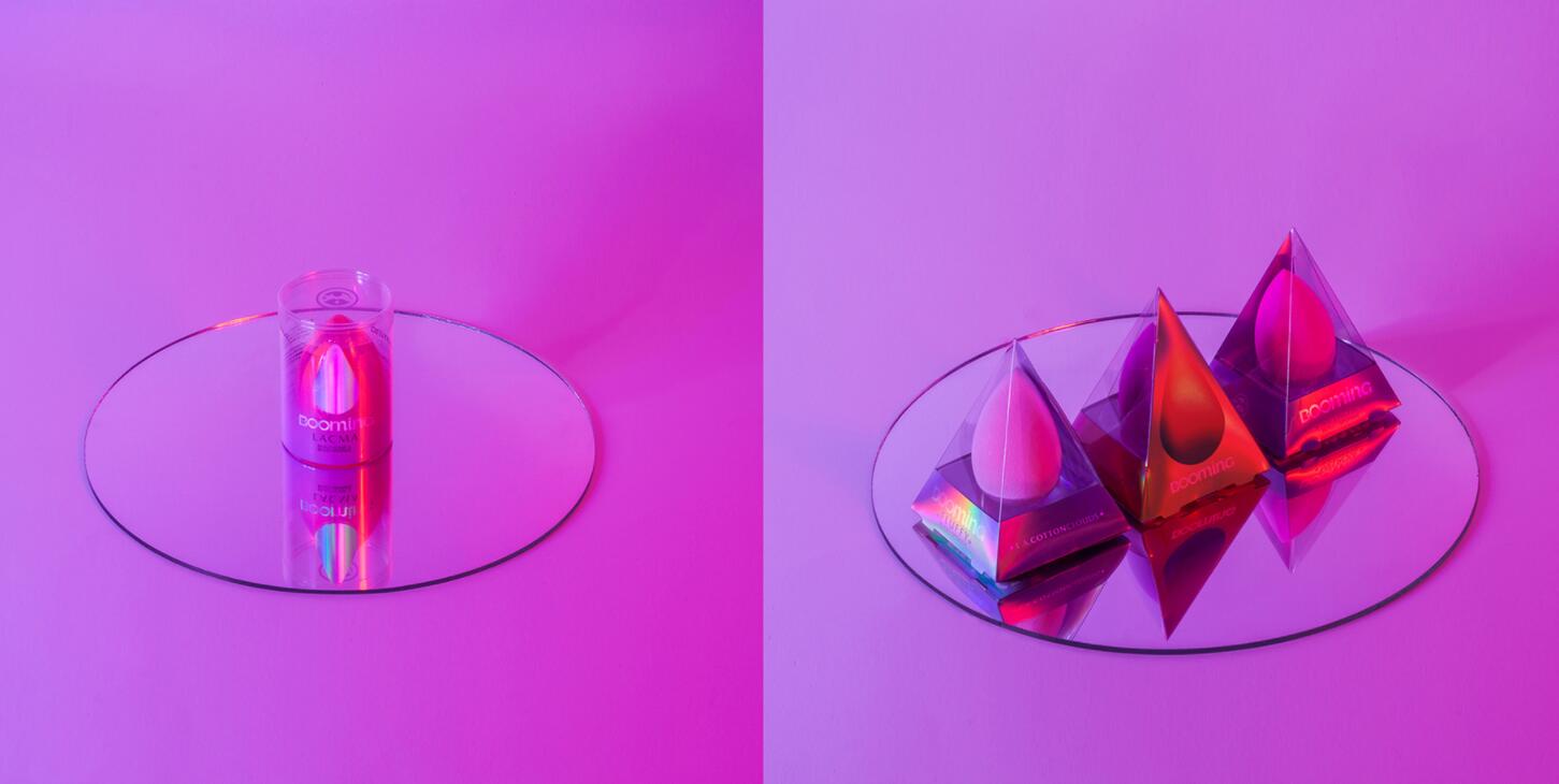BOOMING 彩妝化妝品包裝設(shè)計(jì)，“粉金漸變色”金屬箔和閃光裝飾設(shè)計(jì)