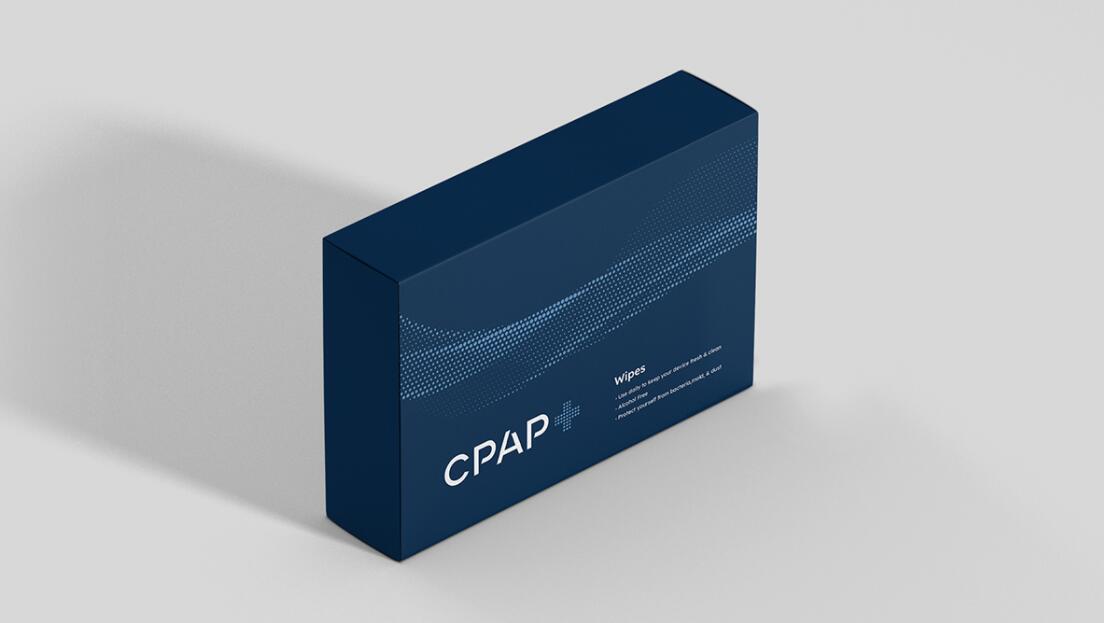 CPAP+睡眠呼吸暫停通氣治療醫(yī)療設備品牌logo設計視覺形象vi設計“圓點氣流”圖案
