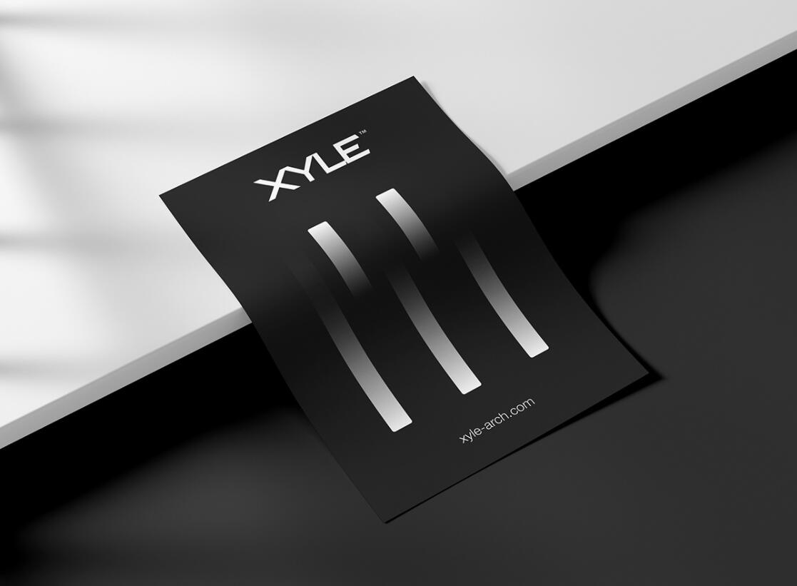 Xyle建筑設(shè)計(jì)公司logo設(shè)計(jì)品牌形象vis設(shè)計(jì)，x磚塊logo與超酷黑白漸變vi風(fēng)