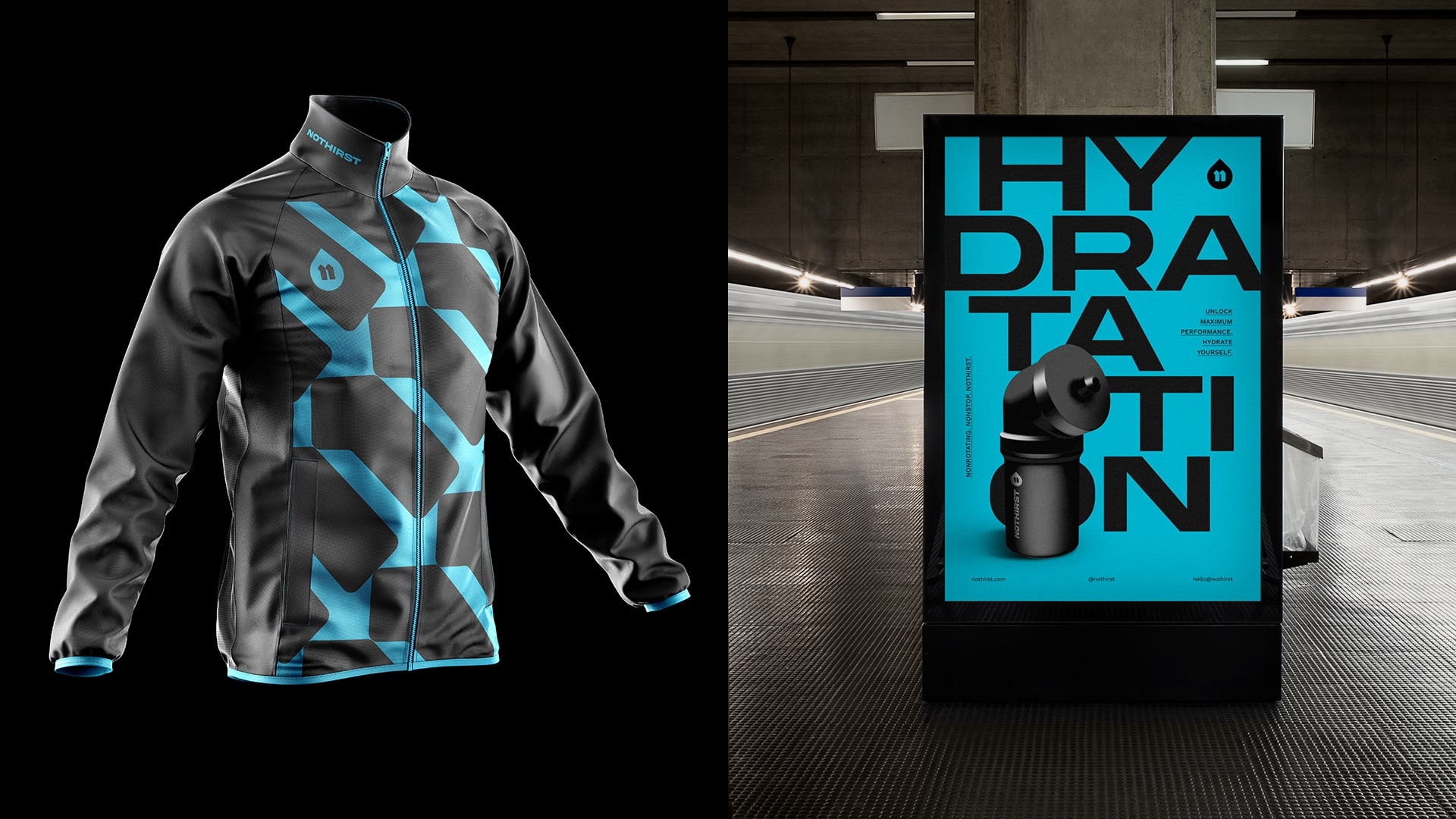 NoThirst 運(yùn)動生活方式與運(yùn)動水杯品牌形象vi設(shè)計(jì),黑籃配色+幾何底紋輔助圖形 NoThirst 運(yùn)動生活方式與運(yùn)動水杯品牌形象vi設(shè)計(jì),黑籃配色+幾何底紋輔助圖形