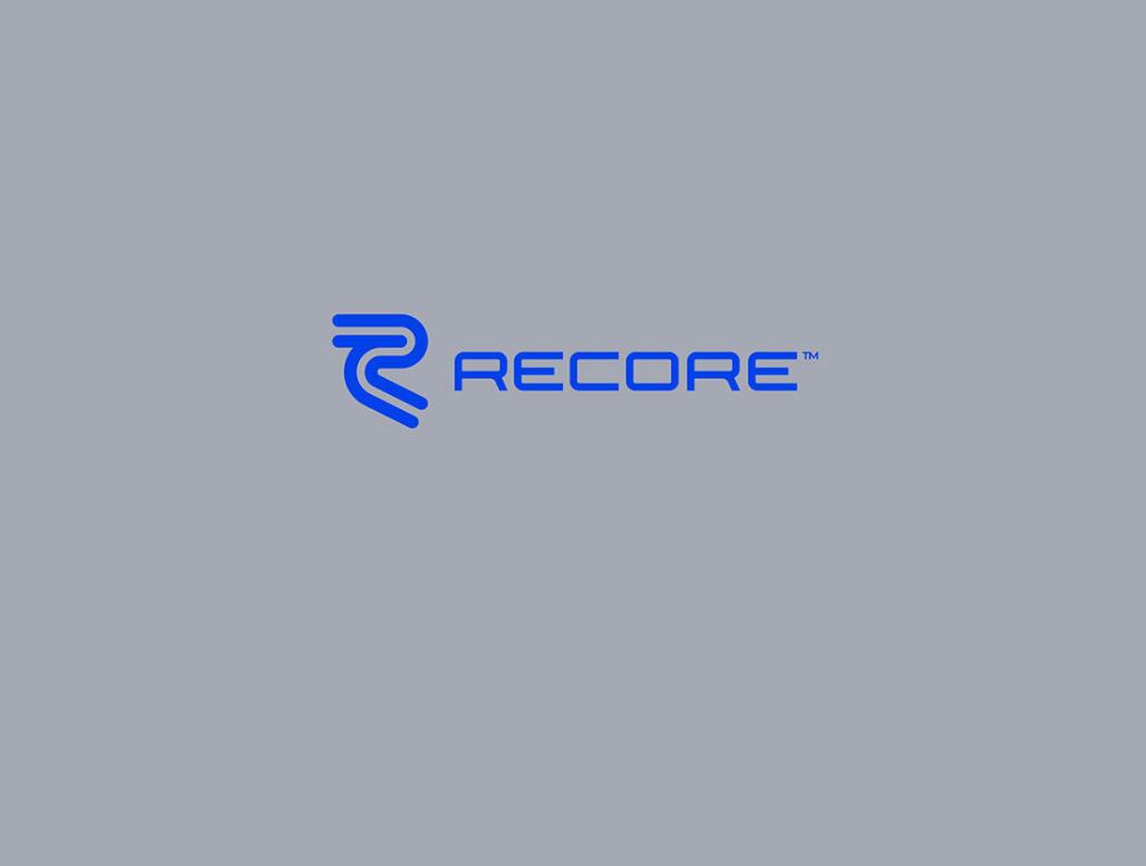 Recore 航運(yùn)公司logo設(shè)計(jì)vi設(shè)計(jì)，雙線條“R”字母與藍(lán)灰配色
