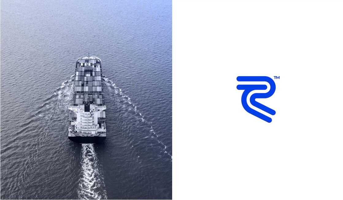 Recore 航運(yùn)公司logo設(shè)計(jì)vi設(shè)計(jì)，雙線條“R”字母與藍(lán)灰配色