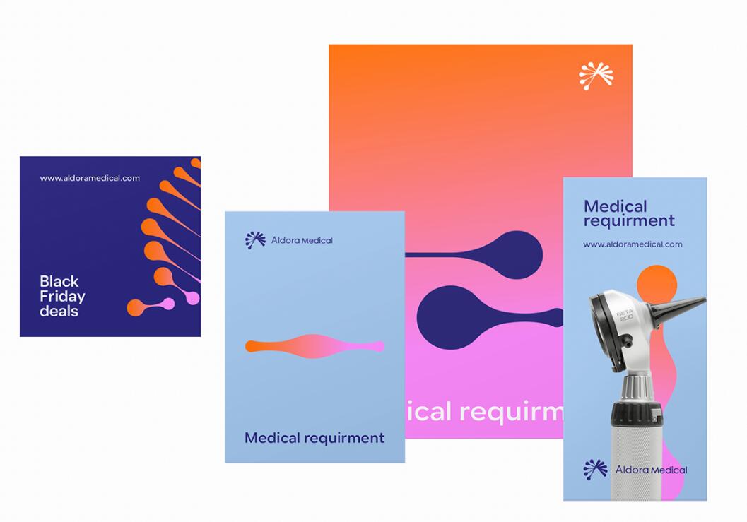 Aldora 醫(yī)療用品公司logo設計vi設計，基因重疊+字母A