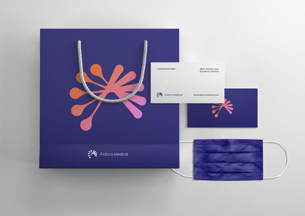 Aldora 醫(yī)療用品公司logo設計vi設計，基因重疊+字母A