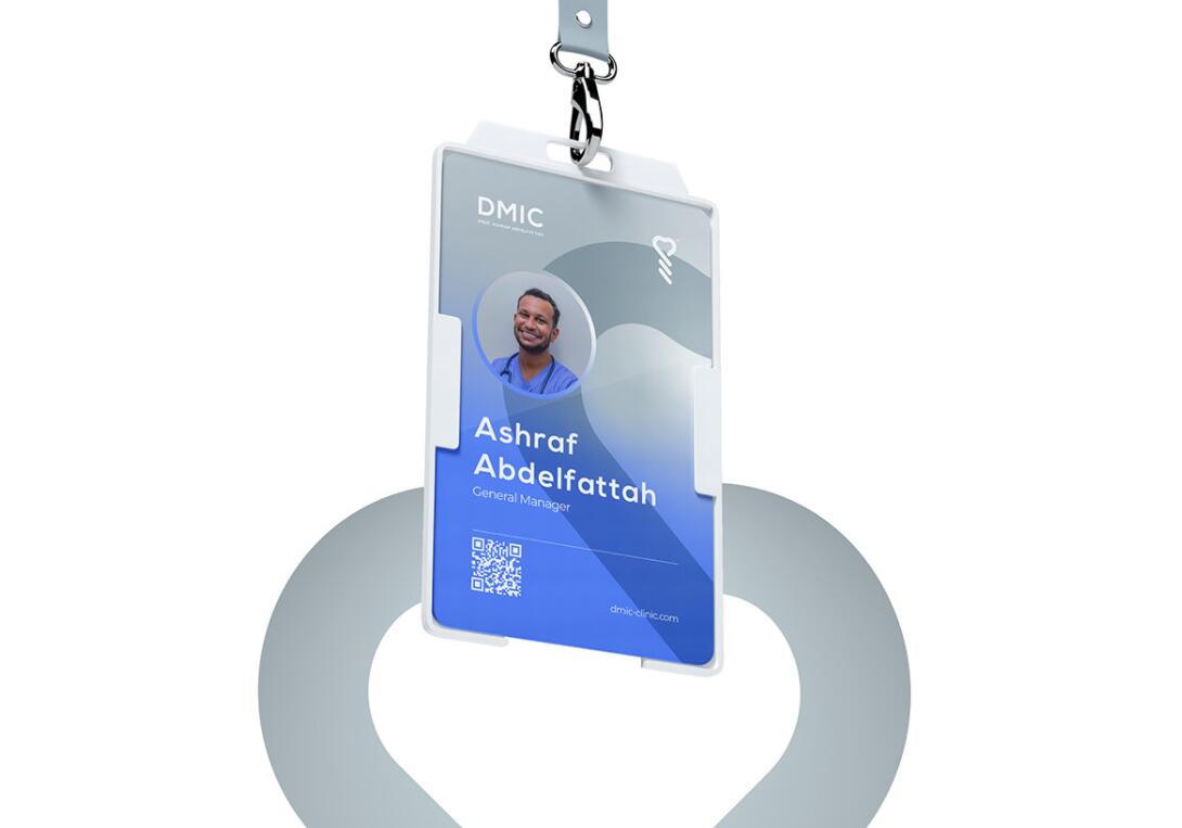 DMIC 亞科診所品牌logo-vi設(shè)計(jì)，明亮輕藍(lán)紫色搭配略灰色