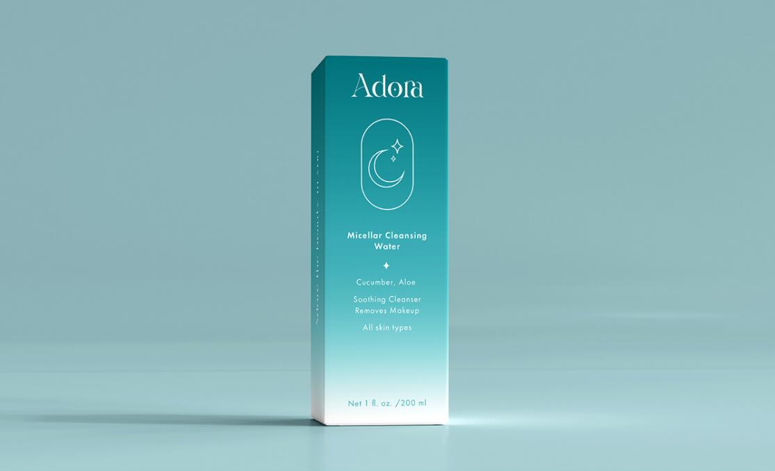 Adora護(hù)膚和美容品牌LOGO設(shè)計(jì)包裝設(shè)計(jì)，淡雅漸變風(fēng)格