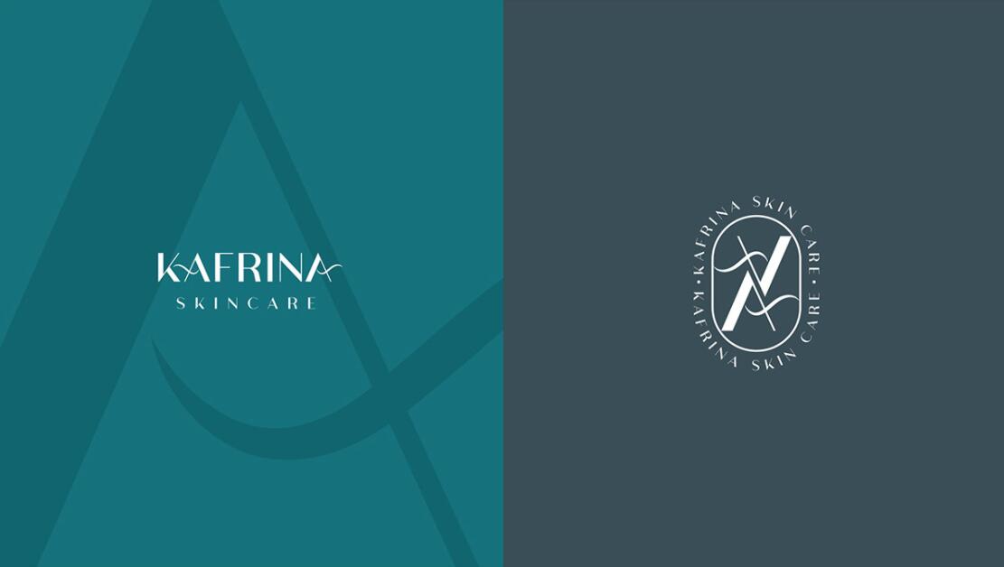 KAFRINA美容護膚產(chǎn)品品牌logo/vi設計，雙A字母+橢圓形品牌形象識別
