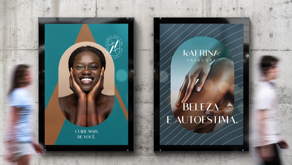 KAFRINA美容護膚產(chǎn)品品牌logo/vi設計，雙A字母+橢圓形品牌形象識別