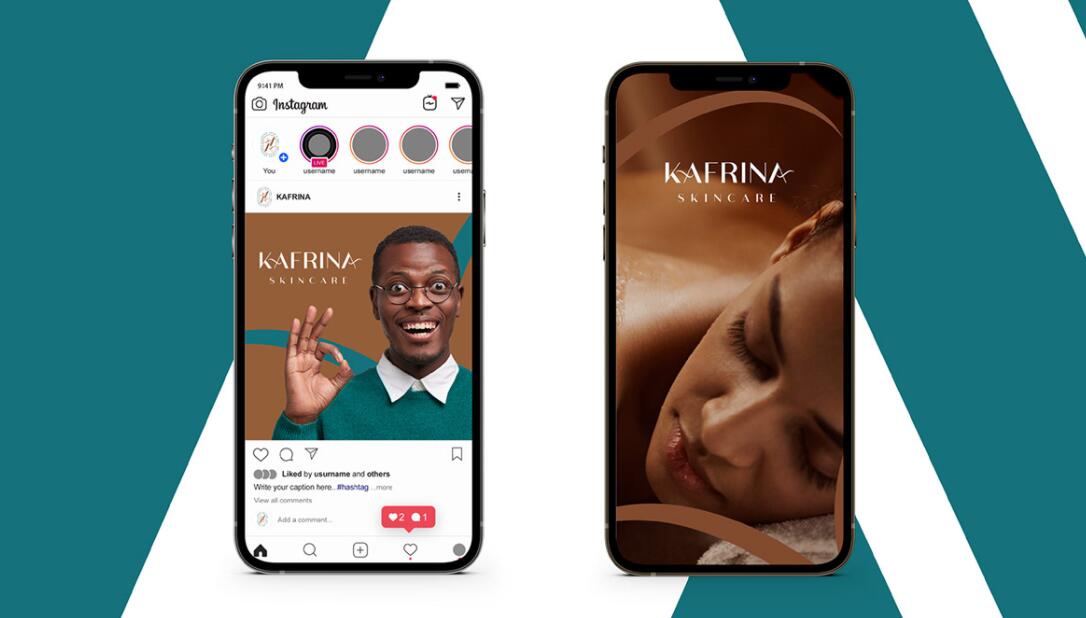KAFRINA美容護膚產(chǎn)品品牌logo/vi設計，雙A字母+橢圓形品牌形象識別