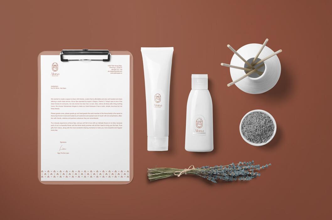 Aluna 女子美容水療保健中心logo設(shè)計(jì)品牌形象vi設(shè)計(jì)，高端優(yōu)雅放松氛圍