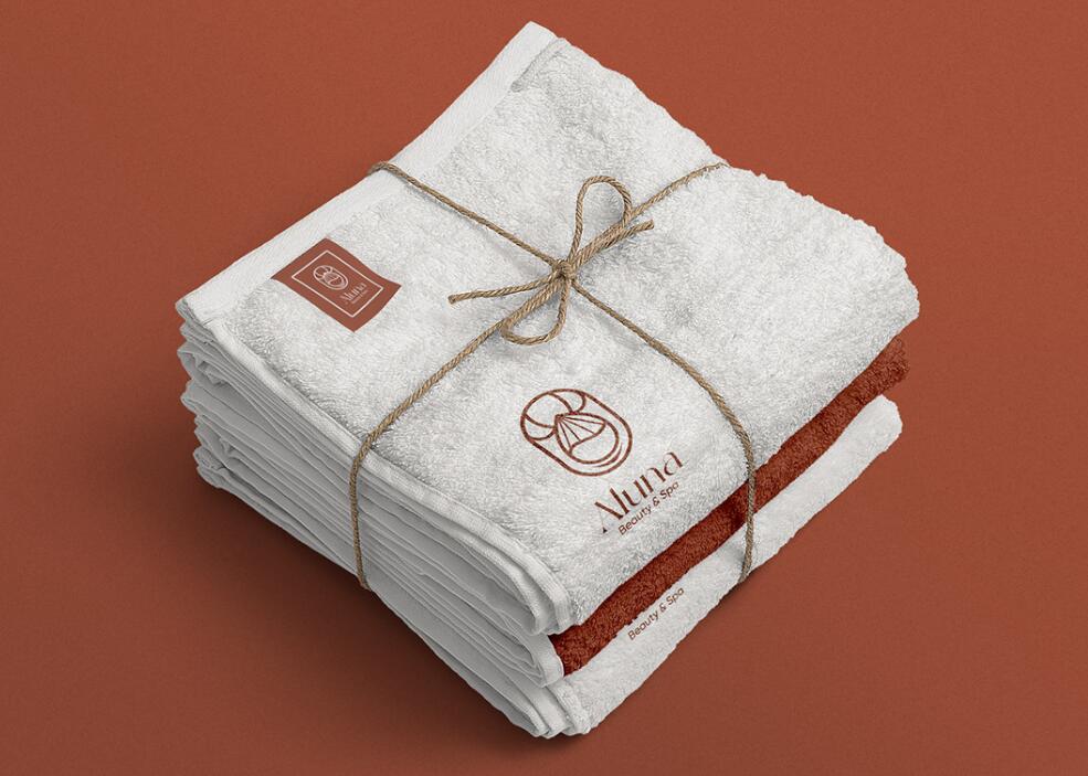 Aluna 女子美容水療中心logo設(shè)計(jì)品牌形象vi設(shè)計(jì)，高端優(yōu)雅暖色放松氛圍