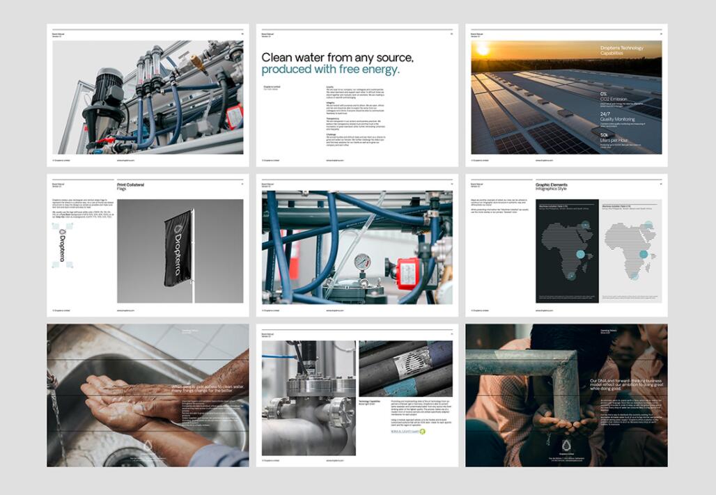 Dropterra 淡水清潔凈化公司logo設(shè)計(jì)“線條水滴”元素