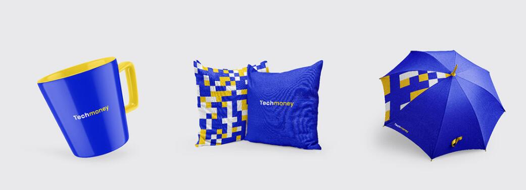 Techmoney 在線互聯(lián)網(wǎng)金融品牌vi設計“馬賽克像素”元素