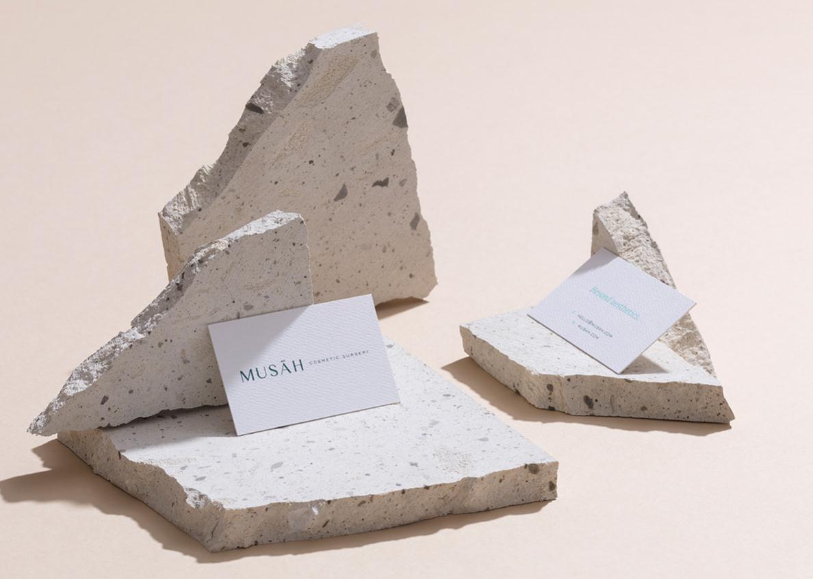 Musāh 美容整形外科診所品牌視覺形象VI設(shè)計(jì)，藍(lán)綠色粉色三色搭配