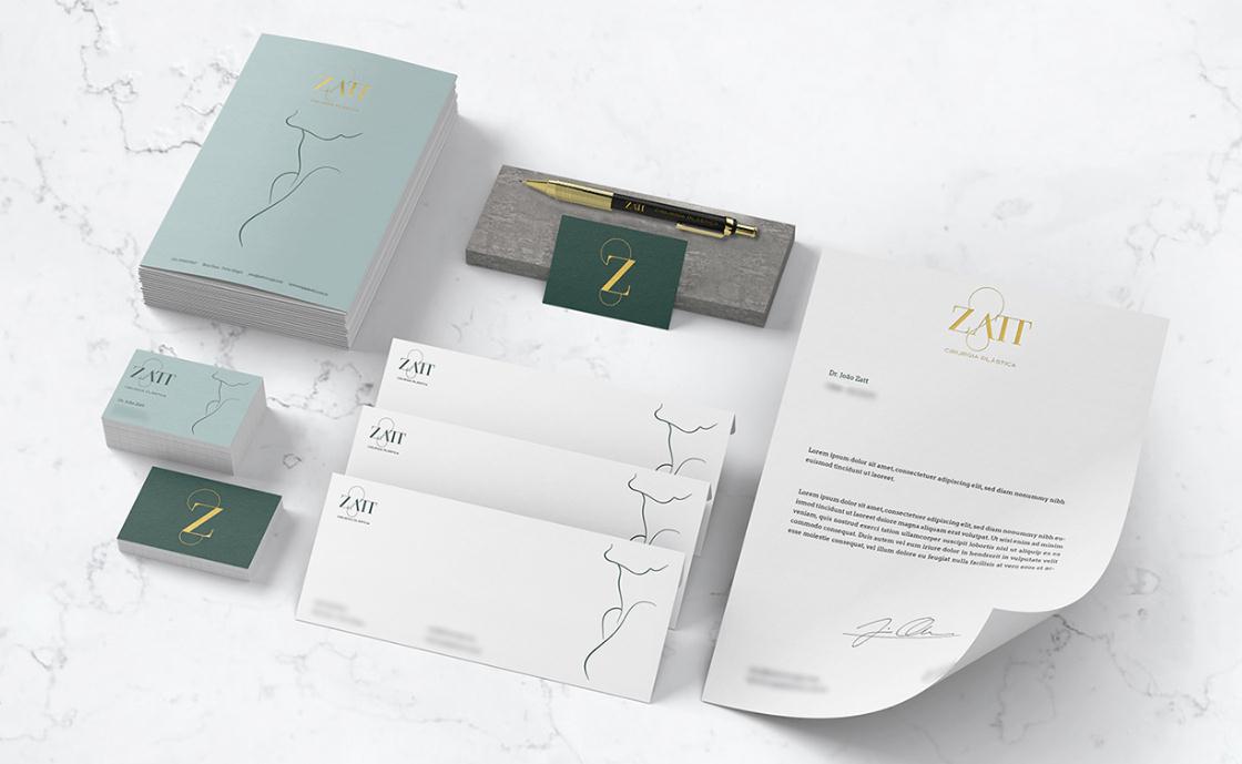 Zatt 美容整形外科診所logo設(shè)計(jì)vi設(shè)計(jì)，綠金配色清新精致風(fēng)格